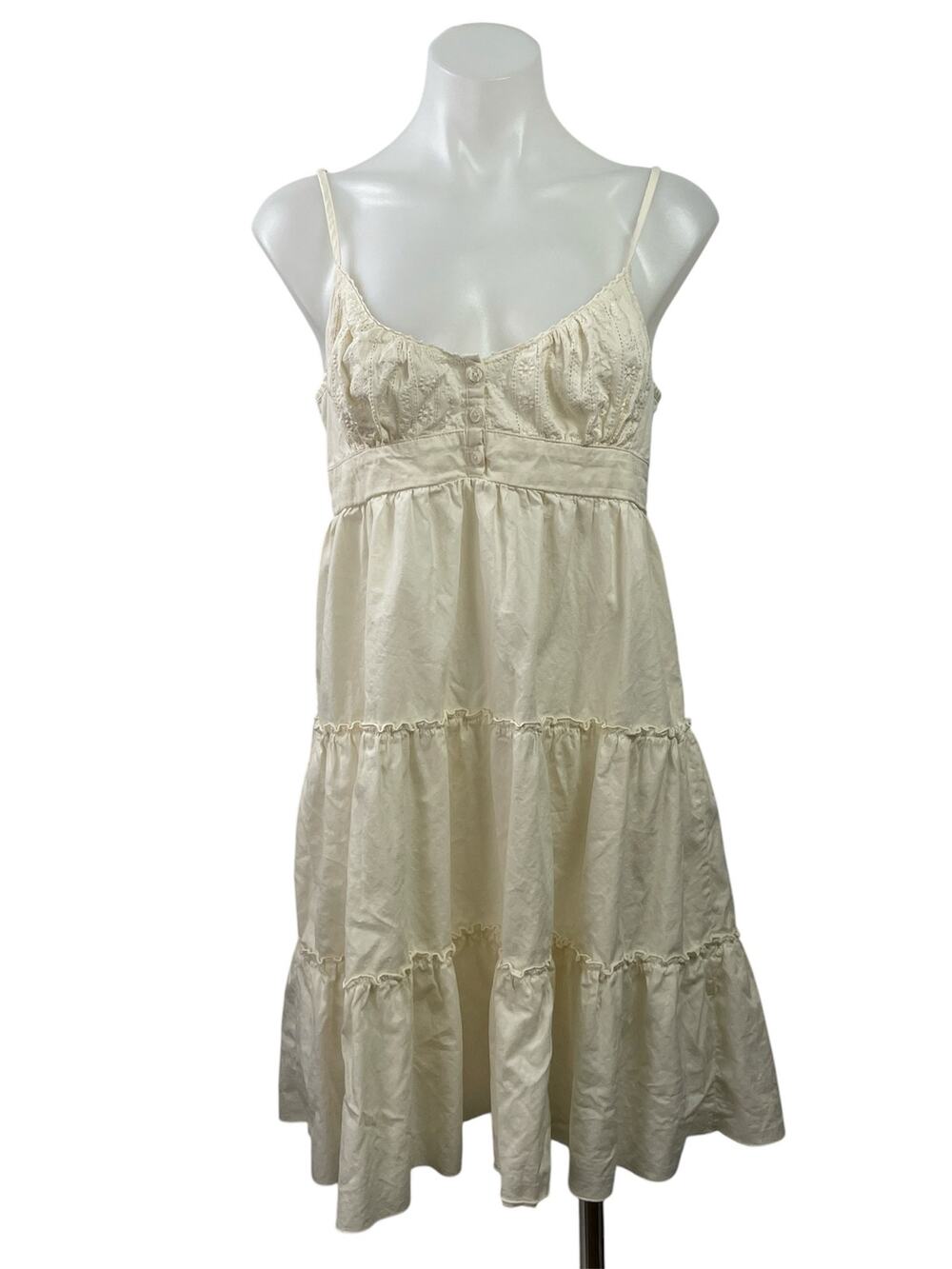 Brandy Melville Cream Sleeveless Cami Camisole Tiered Mini A-Line Sun Dress Sz S